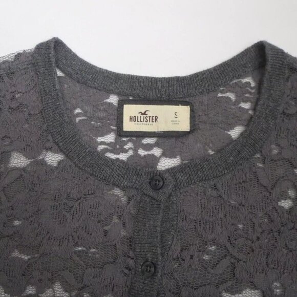 NEW Hollister Dark Gray Lace Cardigan Size Small Dark Gray - Picture 8 of 9